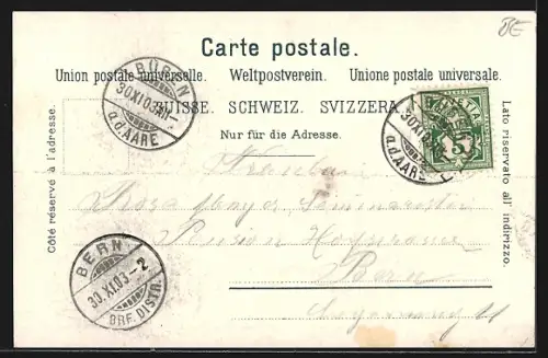AK Büren a. A., Ortsansicht von einen Berg aus
