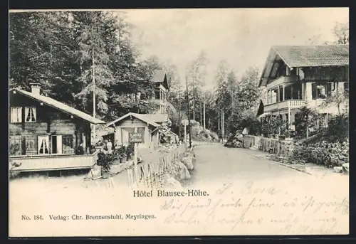 AK Blausee-Höhe, Hotel Blausee-Höhe mit Strasse, Panorama