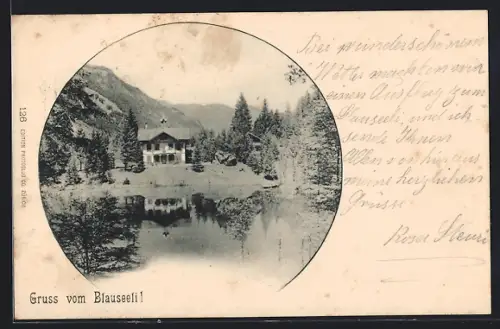 AK Blauseeli, Seepartie mit Gasthaus Blauseeli