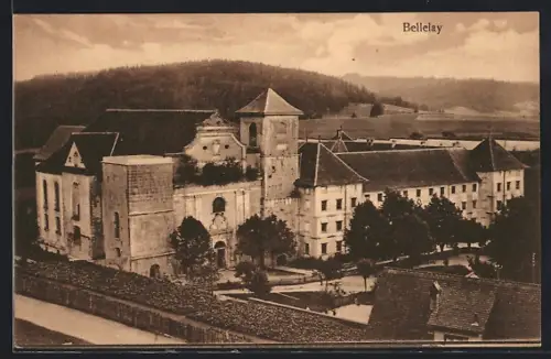 AK Bellelay, Klosteranlage aus der Vogelschau