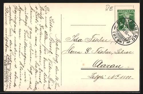 AK Wilderswil, Ortspartie mit Häusern, Mönch und Jungfrau