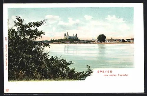AK Speyer, Blick vom rechten Rheinufer