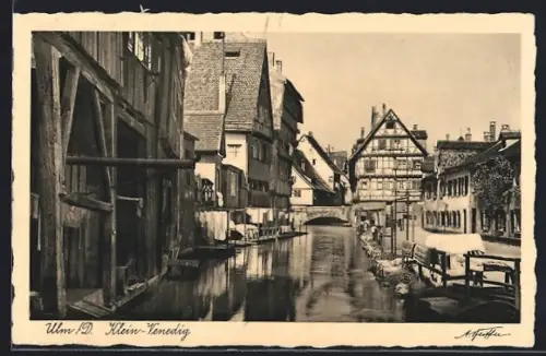 AK Ulm /Donau, Klein-Venedig, Fachwerkhäuser, Kanal