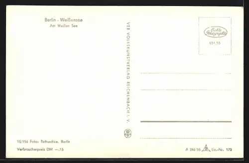 AK Berlin-Weissensee, Am Weissen See, Ruderboote, Uferansicht