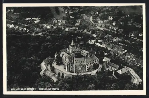 AK Wernigerode am Harz, Schloss Wernigerode, Fliegeraufnahme