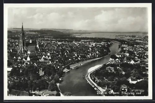 AK Ulm a. Donau, Stadtansicht, Münster, Donau, Luftaufnahme