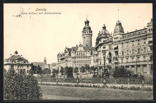 AK Leipzig, Neues Rathaus und Harkortstrasse