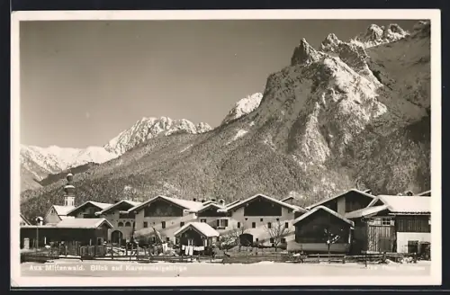 AK Mittenwald, Blick auf Karwendelgebirge