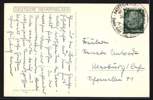 AK Mittenwald, Blick auf Karwendelgebirge