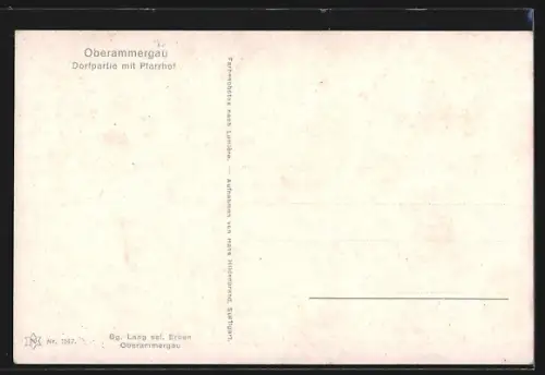 AK Oberammergau, Dorfpartie mit Pfarrhof