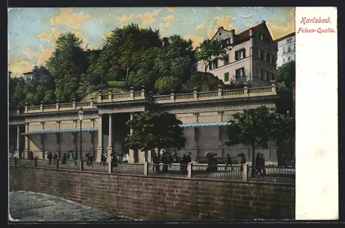 AK Karlsbad, Blick auf die Felsen-Quelle