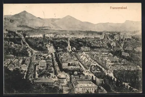 AK Franzensbad, Ortsansicht aus der Vogelschau