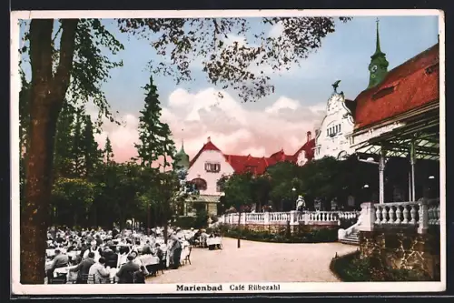 AK Marienbad, Besucher im Café Rübezahl