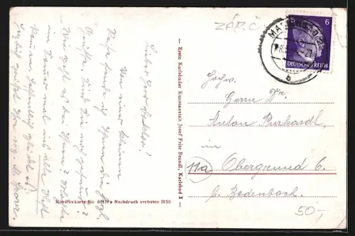 AK Marienbad, Besucher im Café Rübezahl