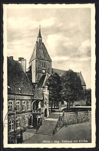 AK Mölln i. Lbg., Rathaus mit Kirche