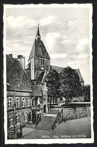 AK Mölln i. Lbg., Rathaus mit Kirche