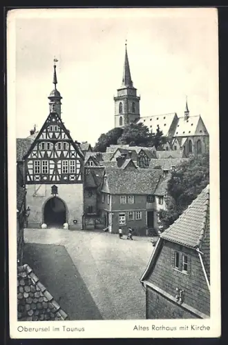 AK Oberursel im Taunus, Altes Rathaus mit Kirche