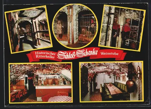 AK Idar-Oberstein, Schloss-Schenke, Historischer Ritterkeller, Restaurant, Inh. E. Krutisch