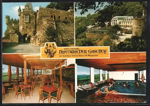 AK Hochstetten-Dhaun, Schloss Dhaun, Hotel zur Burg, Bes. Fam. Horlebein