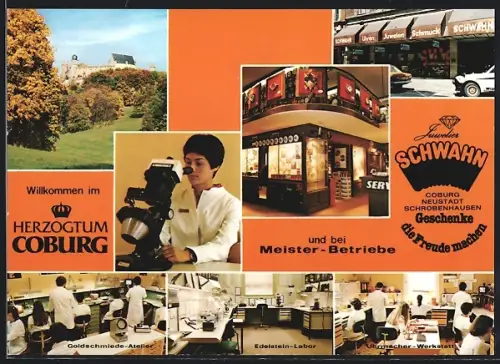 AK Coburg, Juwelier Schwahn, Goldschmiede-Atelier, Edelstein-Labor, Uhrmacher-Werkstatt