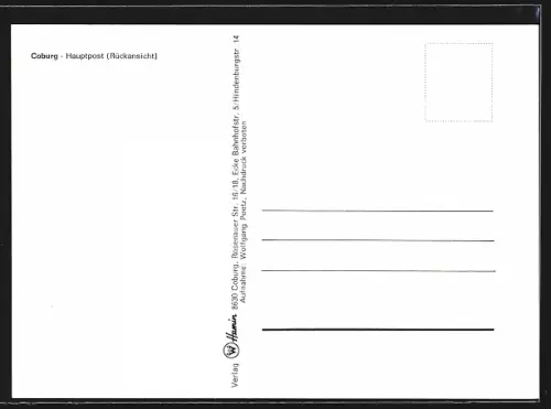 AK Coburg, Hauptpost, Rückansicht