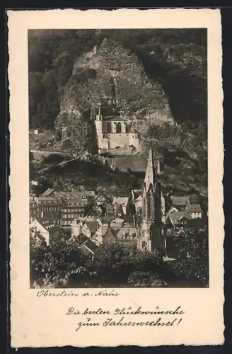 AK Oberstein a. Nahe, Felsenkirche und Stadtansicht