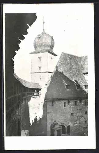 AK Coburg, Blauer Turm vom Wehrgang aus gesehen