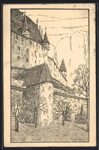 Künstler-AK Coburg, Partie von der Veste