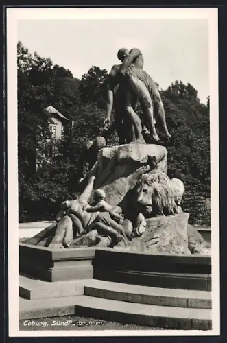 AK Coburg, Blick auf den Sintflutbrunnen