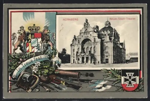 AK Nürnberg, Neues Stadt-Theater, Wappen, In Treue fest