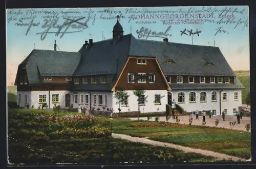 AK Johanngeorgenstadt /Erzgeb., Rochlitzer Kinderheim mit Garten