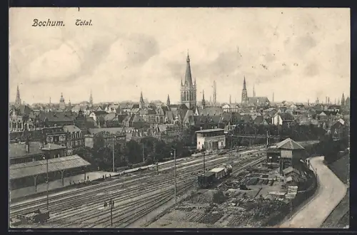 AK Bochum, Ortsansicht mit Bahnhof
