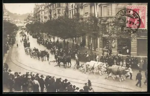 AK Luzern, Strassenpartie mit Pferdewägen