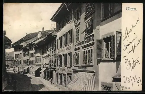 AK Olten, Strassenpartie mit Gasthof zum Kreuz