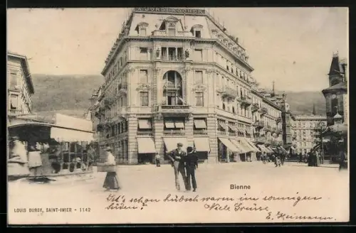 AK Bienne, Strassenpartie mit Geschäften