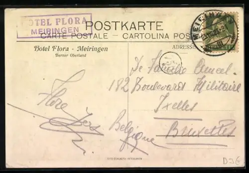 Künstler-AK Meiringen, Hotel Flora