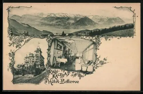 AK Rigi-Kaltbad, Hotel-Bellevue, Innenansicht, Panorama