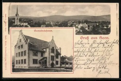 AK Seon, Gemeindehaus, Teilansicht mit Kirche