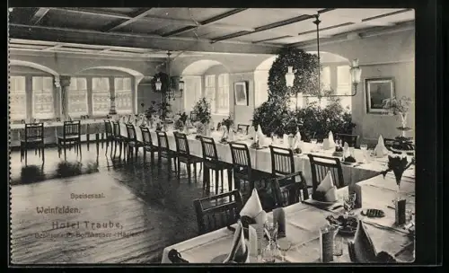 AK Weinfelden, Hotel Traube, Speisesaal, Bes. P. Bornhauser-Hägler, Innenansicht