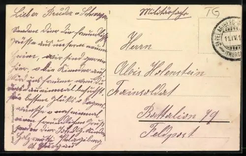 AK Pelagiberg, Ortsansicht mit Kirche