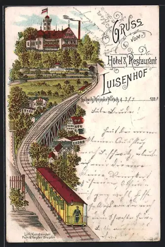 Lithographie Dresden-Weisser Hirsch, Hotel & Restaurant Luisenhof