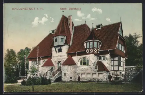 AK Ballenstedt a. H., Ansicht des Städtischen Badehauses