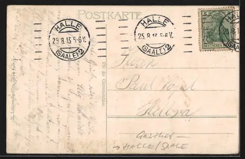 AK Halle / Saale, Heide, Eingang mit Waldkater