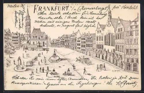 Lithographie Alt-Frankfurt, Römerberg