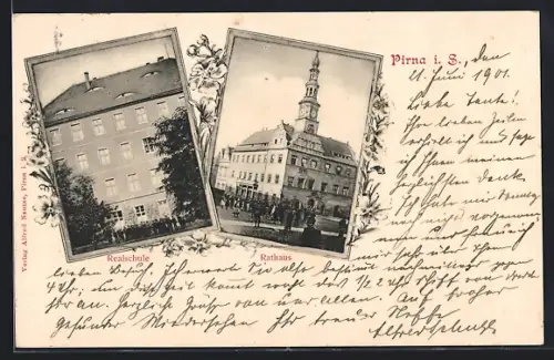 AK Pirna i. S., Rathaus und Realschule