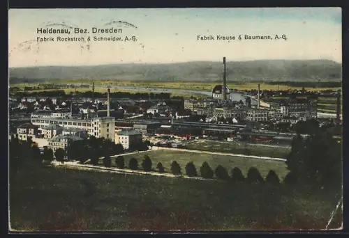 AK Heidenau /Bez. Dresden, Fabrik Rockstroh & Schneider AG und Fabrik Krause & Baumann AG