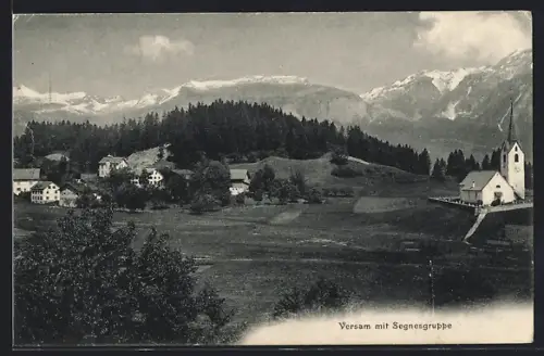 AK Versam, Kirche mit Segnesgruppe