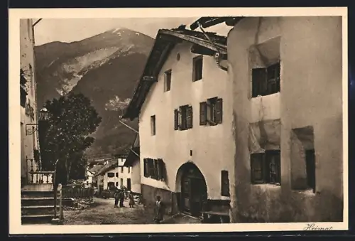 AK Valcava, Strassenpartie mit Gasthaus