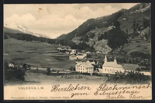 AK Valcava i. M., Ortspartie mit Kirche