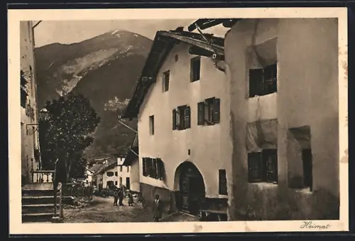 AK Valcava, Strassenpartie mit Gasthaus